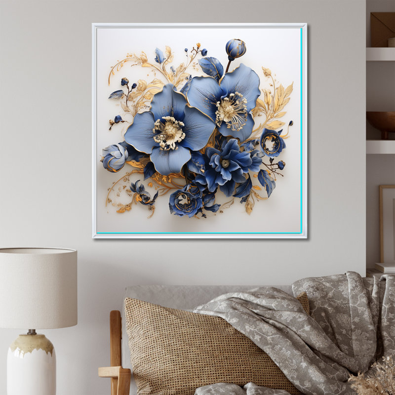 Blue Orchids Whispered Symphony, Cadre flottant blanc, H 16 po x l 16 po x P 1 po