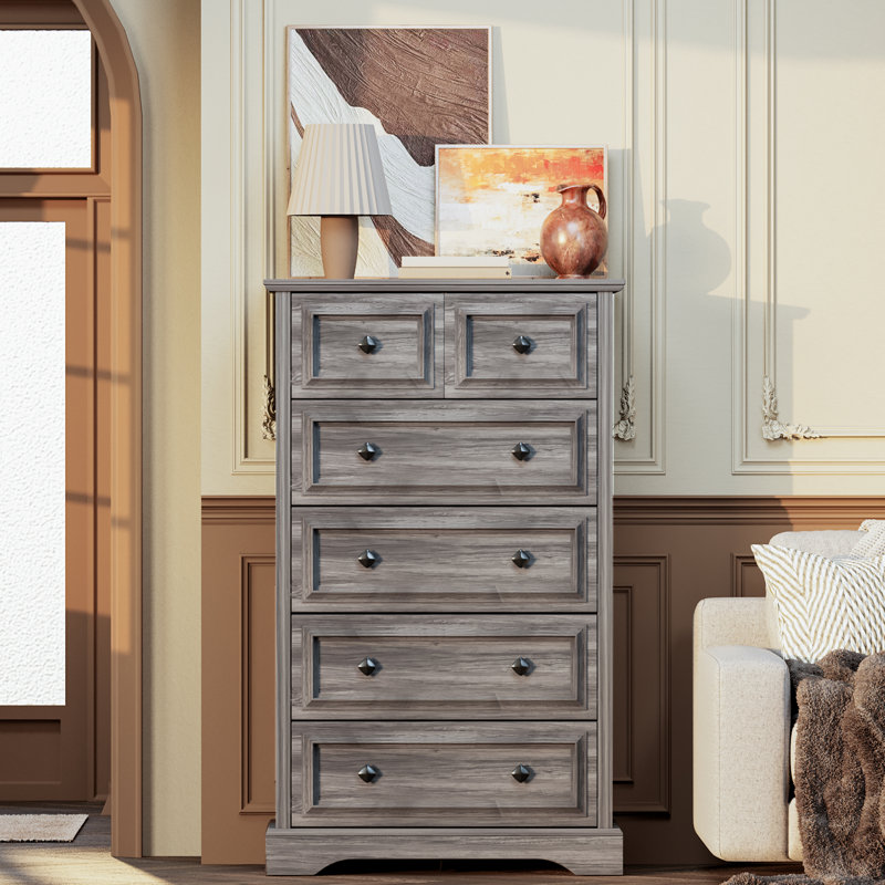 Farmhouse 48" Tall Dresser for Bedroom, Gray