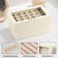 Plateaux à bijoux empilables, organisateur de bijoux à tiroir en velours avec couvercle en verre, rangement multifonctionnel à bijoux 5 en 1 (beige)