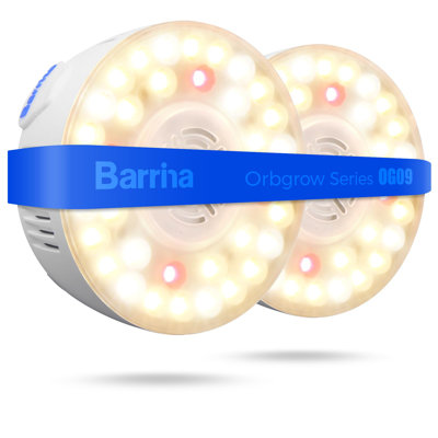 Barrina Orbgrow Og09 Puck Led Grow Light avec 660nm Leds rouges, 18w (2 x 9w, 270 watts équivalents), lumières de plantes pour plantes d'intérieur à spectre complet, magnétiques et connectables, petite lampe de croissance pour tablette de plantes, 2 paquets