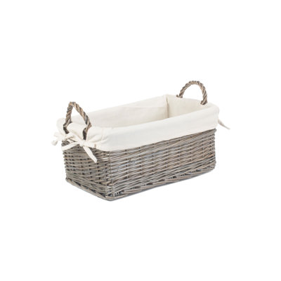 Shallow Lined Wicker Storage Basket