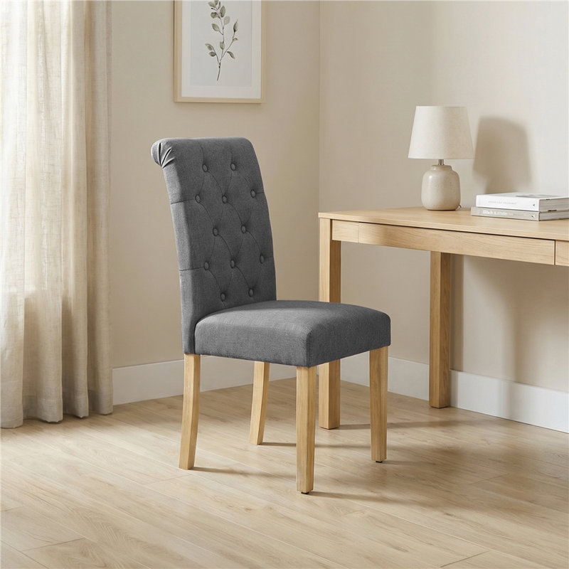 Beacan Tufted Upholstered Dining Side Chair, Dark Gray