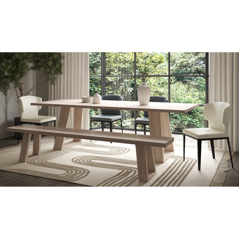 Nakia 18'' H Upholstered Parsons Chair, Beige Faux Leather