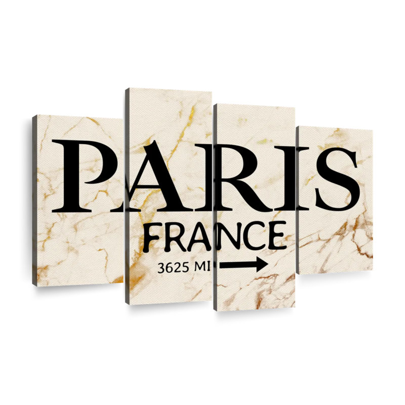 «Paris Marble Signage», ensemble de 4 reproductions sur toiles par Enchanté Designs, H 22 po x l 36 po x P 1 po