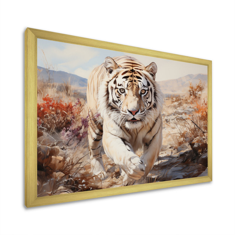 «White Tiger On Rolling Grassland II», reproduction d'art sur toile, H 30 po x l 40 po x P 1,5 po