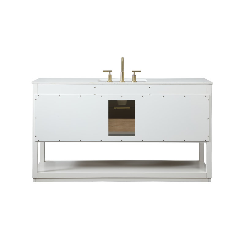 Felicity 60'' Single Bathroom Vanity with Engineered Marble Top, White