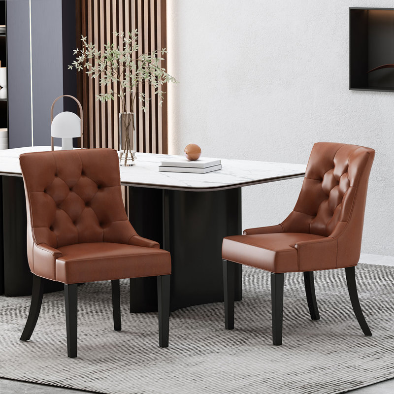 Chaises de salle à manger rembourrées Modern, 2, Brun