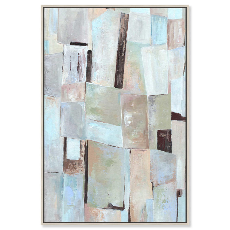 Toile moderne Art Remedy Midcentury, lignes croisées, Cadre flottant blanc, H 16 po x l 11 po