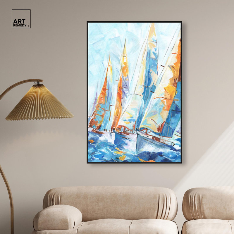 "Through Wind and Waves", impression sur toile Coastal Glam Decor par Art Remedy, cadre noir, 30 x 45, H 46 po x l 31 po