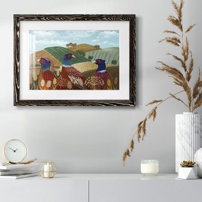 " Pheasant Trio In Field "