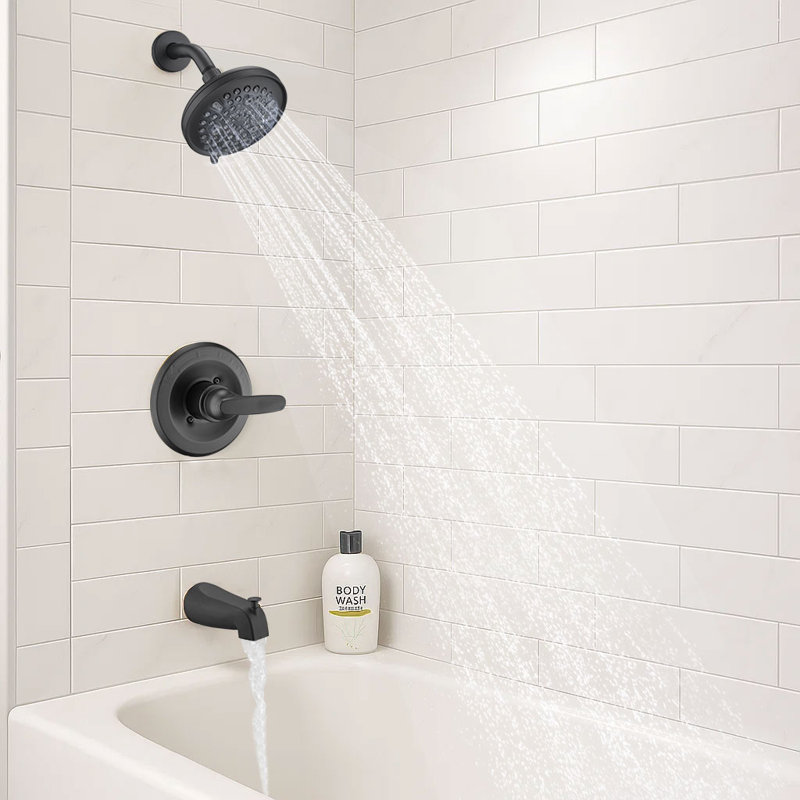 Rain Shower Faucet Trim Kit With 9 Settings, Matte Black, Fits Delta 13/14 Series (valve Not Included)