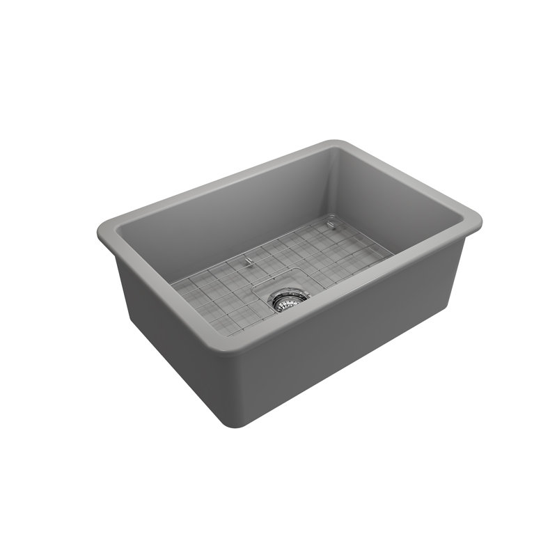 Évier de cuisine à double fixation 26,8 po x l 19 po avec accessoires, Gris mat
