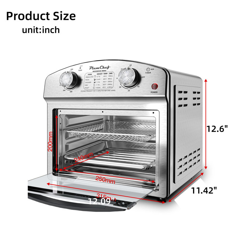 Four à convection multifonctionnel 12,5 pintes 7-en-1, acier inoxydable, 1500 W, argent