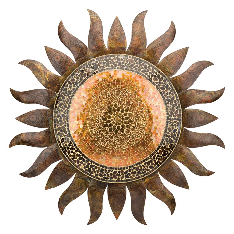 Deco 79 Metal Sunburst Indoor Outdoor Wall Decor with Distressed Copper  Like