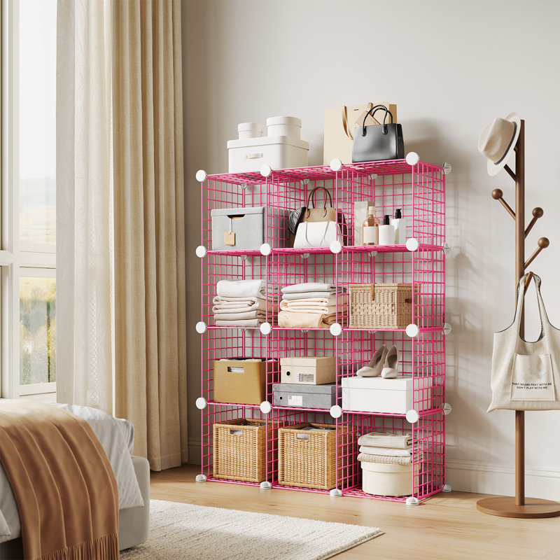 95cm W Metal Shelving Unit, Pink