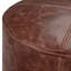Pouf rond en cuir véritable brun vieilli Connor l 18 po Connor-74071644