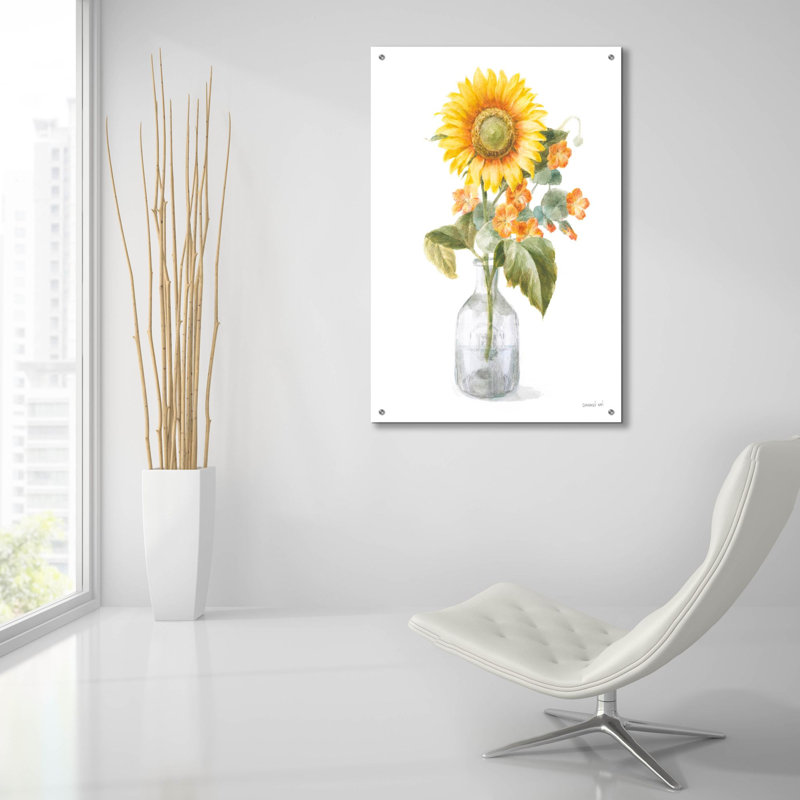 «Fresh Cut Sunflowers 2» par Danhui Nai, art mural en verre acrylique, H 36 po x l 24 po x P 0,2 po
