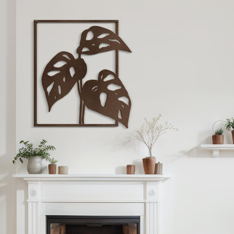 Décoration murale en métal décorative abstraite murale, Brun, H 30 po x l 26,79 po x P 0,05 po
