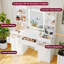 LED Dressing table 7 Drawers and 7 Storage Shelves Dressing Table With Mirror Large Desktop Makeup Desk-1099582211
