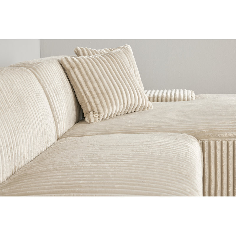 Charee 4 Seater Corner Sofa , Right Hand Facing, Beige Corduroy