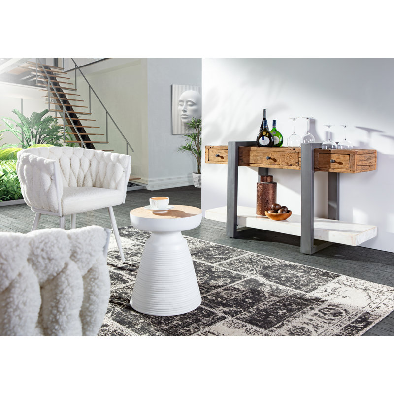 Haltwhistle Upholstered Barrel Chair, White, White