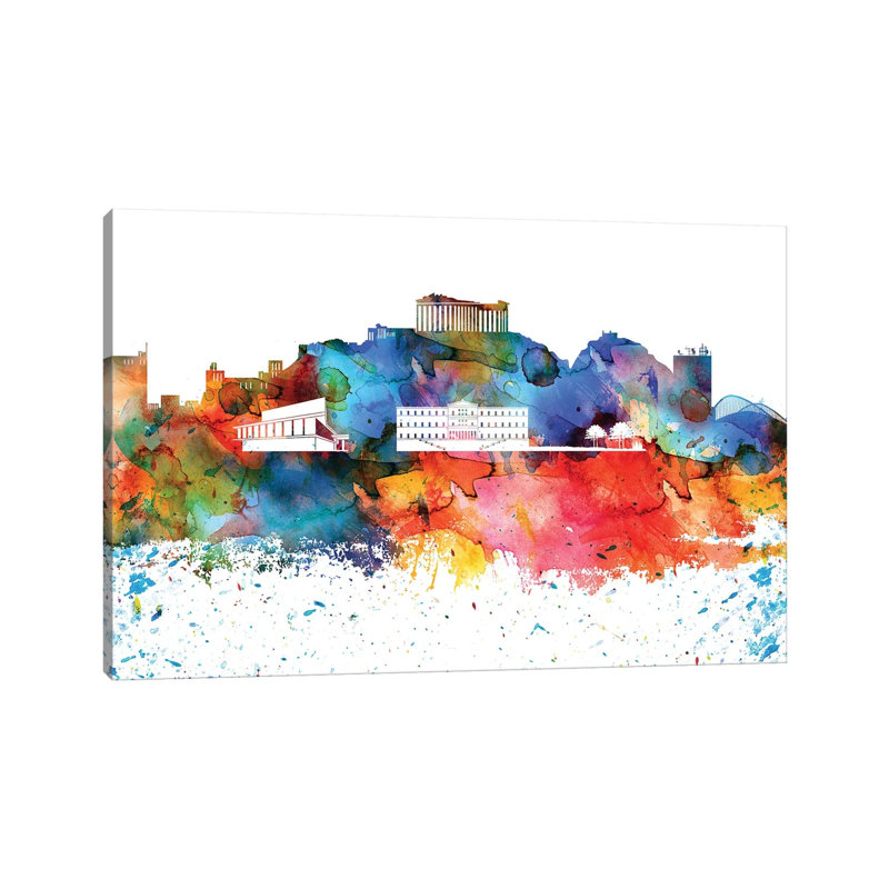 Athens Skyline by WallDecorAddict - Wrapped Canvas Painting, 20.32 cm H x 30.48 cm W