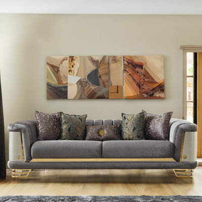 Luxury Tufted Velvet Sofa With Gold Accents – Modern Upholstered Couch In 4 Elegant Colours