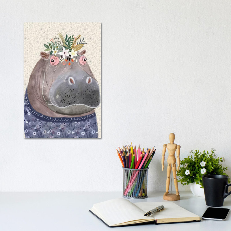 Hippo by Mia Charro - Wrapped Canvas Gallery-Wrapped Canvas Giclée, 20.32 cm H x 30.48 cm W