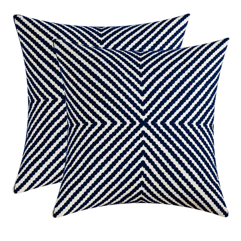  Embroidered Uniquely Patterned Pillow Covers, Blue
