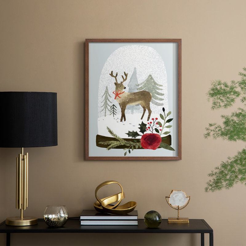«Snow Globe Village Collection», reproduction encadrée B - bois massif, Noyer, H 15 po x l 12 po