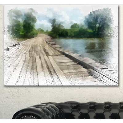 Pont sur une cascade en forêt - impression sur toile tendue