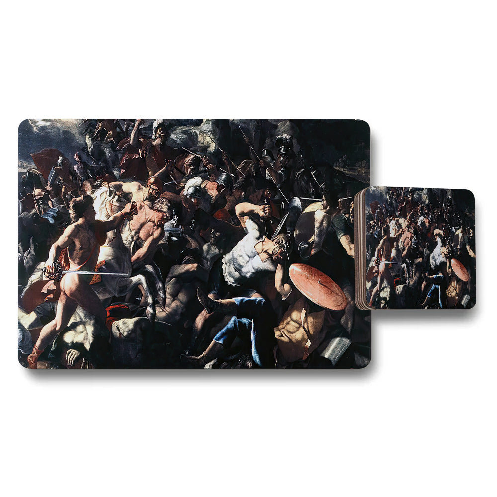 Battle Scene Placemats and Coaster Set for Dining Table Decor