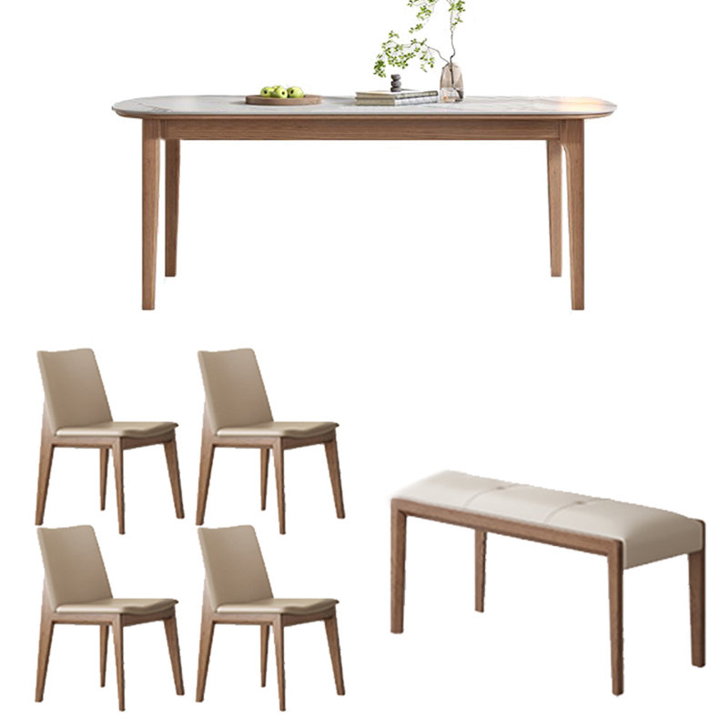 Ensemble de table de salle à manger simple en pierre frittée, H 29,53 po x L 55,12 po x l 31,5 po