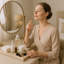 Plateau de coiffeuse en marbre champagne