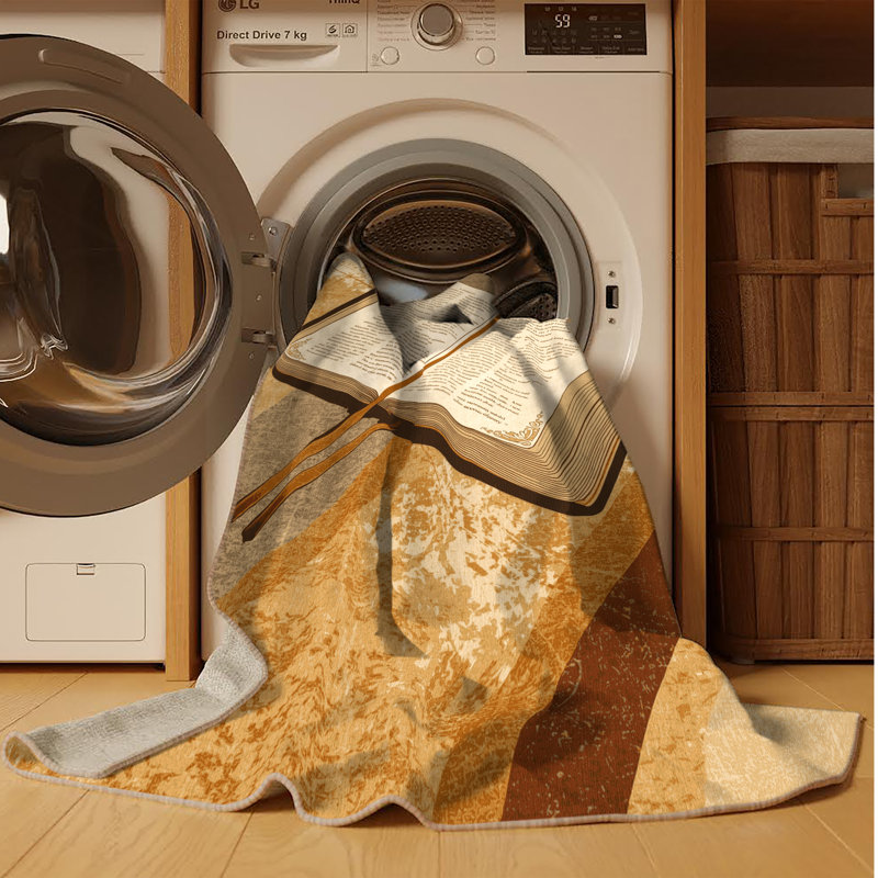 Tapis moderne brun / beige lavable à la machine Oakridge, 7 x 9