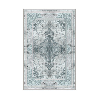 Tapis tissé de qualité supérieure, 5,9 x 9,2 pieds | 100% polyester, 650 g / m² | Pois antibactérien antidérapant en PVC, d'une hauteur de poils de 0,3 po | Lavable à la machine, impression numérique 3D | Parfait pour le salon et la chambre à cou