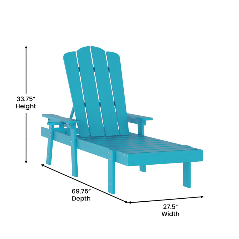 Coralie All-Weather Commercial Adjustable Lounge Chairs with Cup Holder, Blue