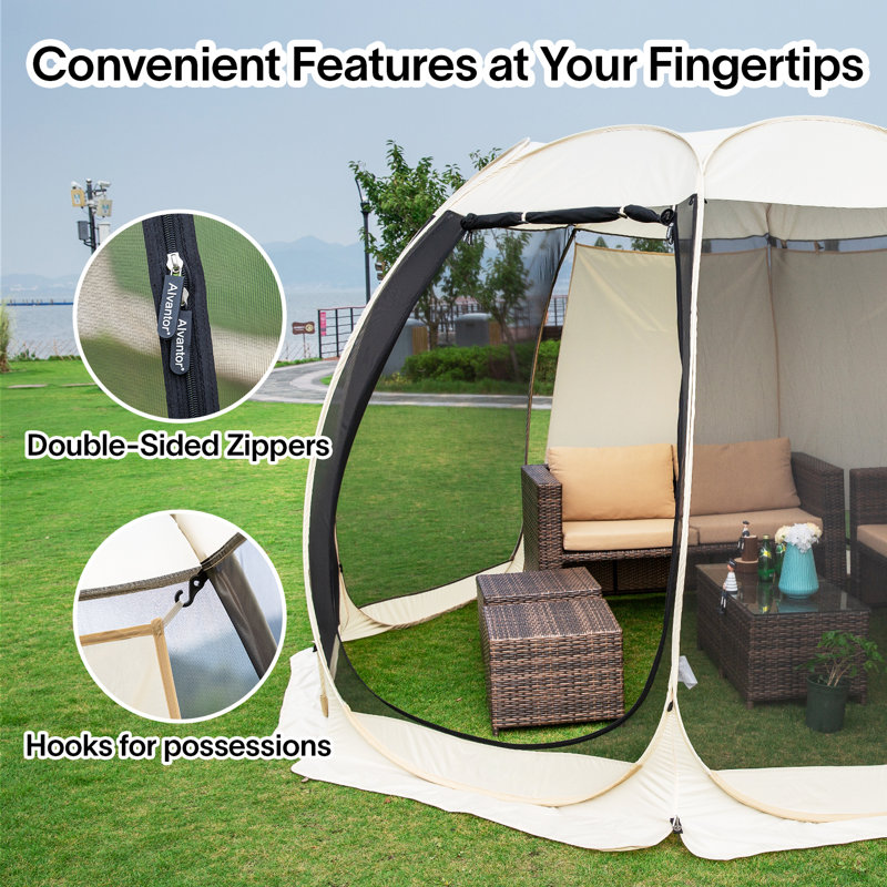 Screen House Tent Pop-Up, Portable Screen Room Canopy Instant Screen Tent with Carry Bag, 90" H x 144" W x 144" D