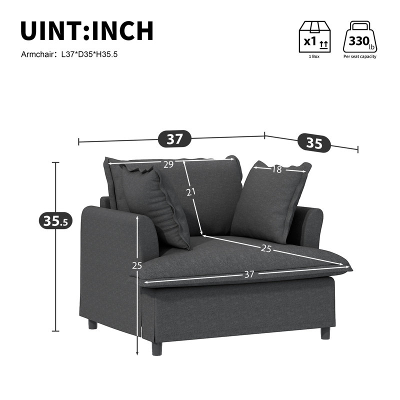 Fauteuil Modern, Grey Chenille
