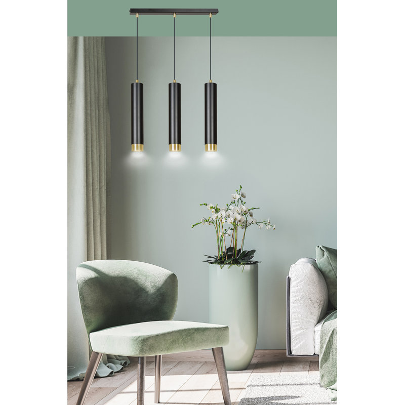 Danbury 3 - Light Kitchen Island Pendant, Black, Gold