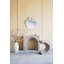 Console 32,3 x 14,2 x 29,9 arquée moderne avec finition en faux travertin beige, légère et durable
