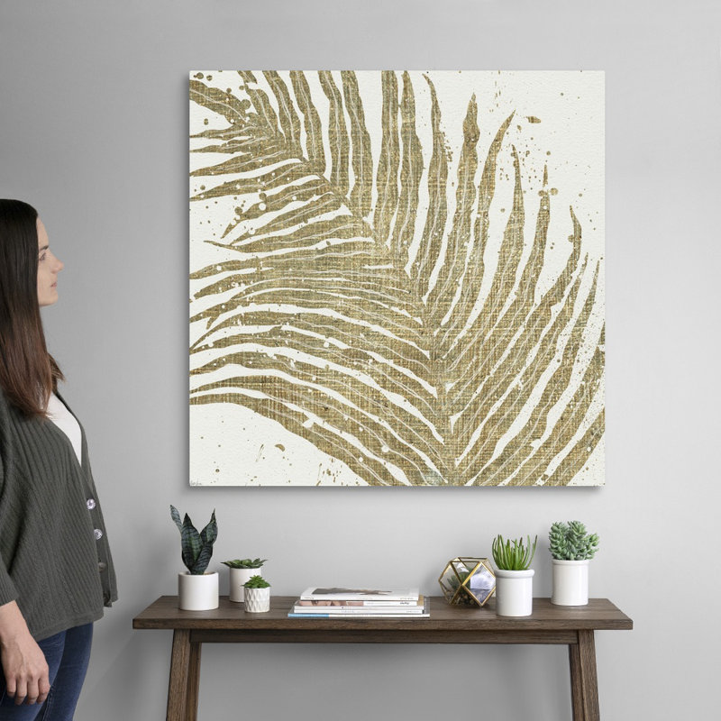 «Gold Leaves I», art mural sur toile, Toile tendue, H 36 po x l 36 po