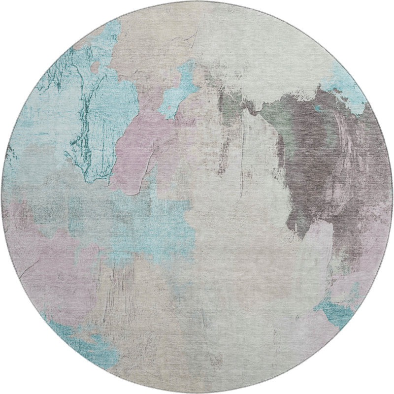 Premium Machine Washable Mouton Abstract Rug, Round 8'