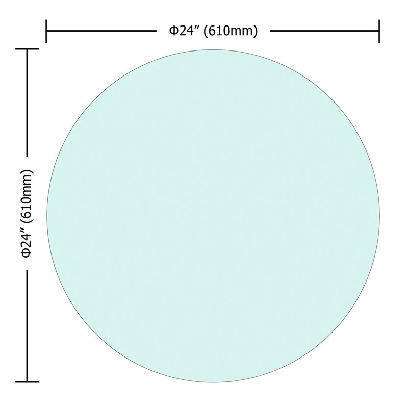 Sommet de table rond en verre trempé 24 po, 24 po x 24 po, 0,24 po, résistant à la chaleur et à la corrosion, garantie élevée en pouces, 1/4 po d'épaisseur, chemin de table confiant