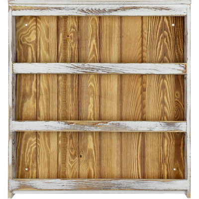 3 Tier Wall Mounted Spice Rack, Rustic Solid Wood Kitchen Shelf For Organizing Seasoning Jars And Condiment Bottles With Front Lip Design