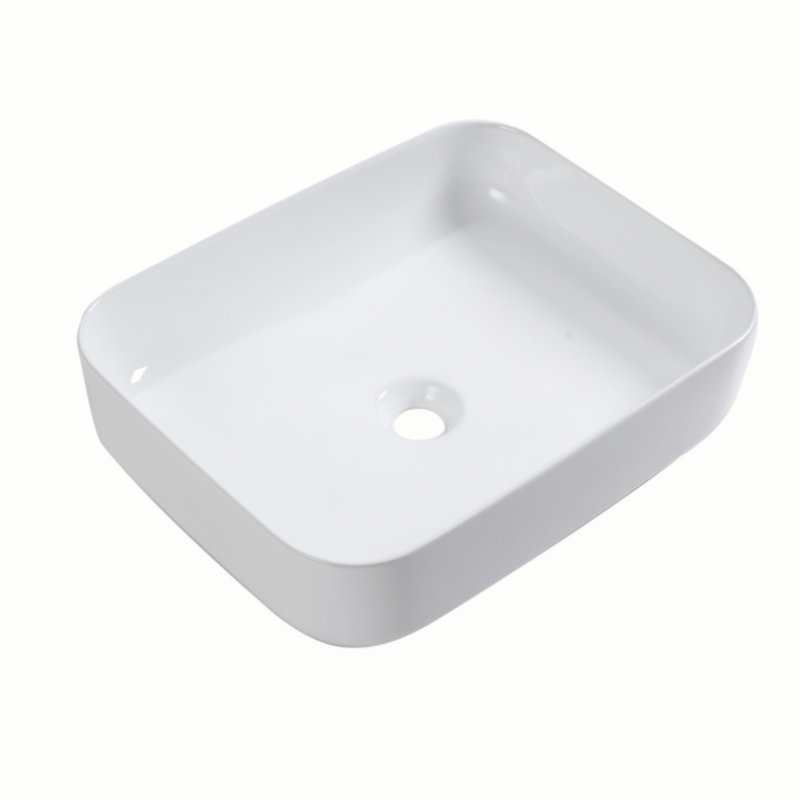 Lavabo de salle de bain vasque rectangulaire en céramique blanche 20 X 15 pouces