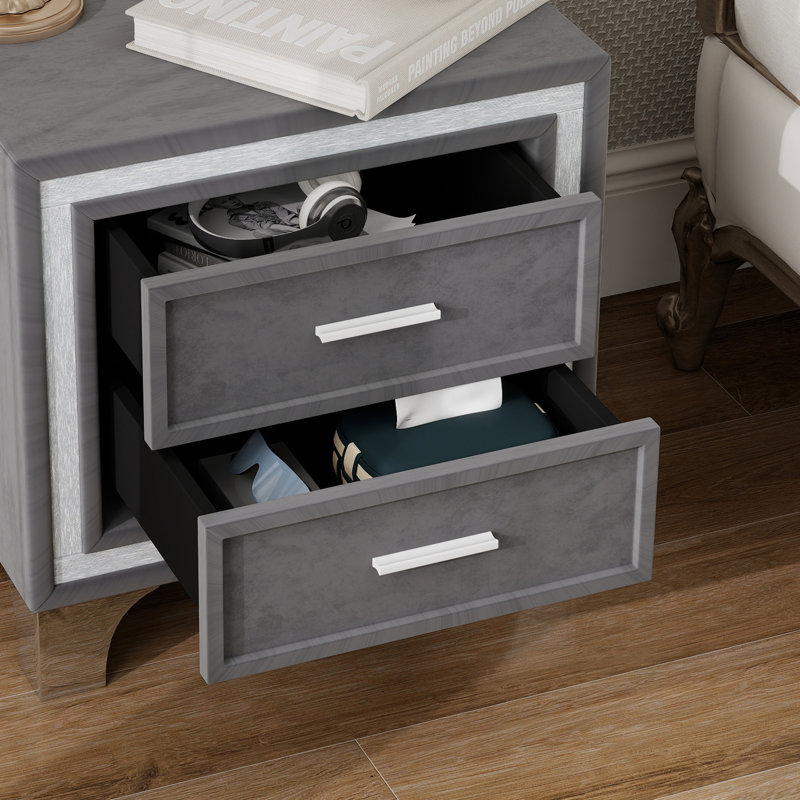 Table de chevet Modern Velvet, Gris