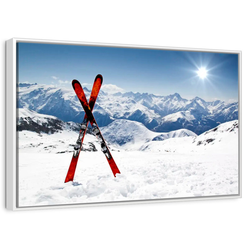 Skis rouges, Cadre flottant blanc, 46 po x 31 po