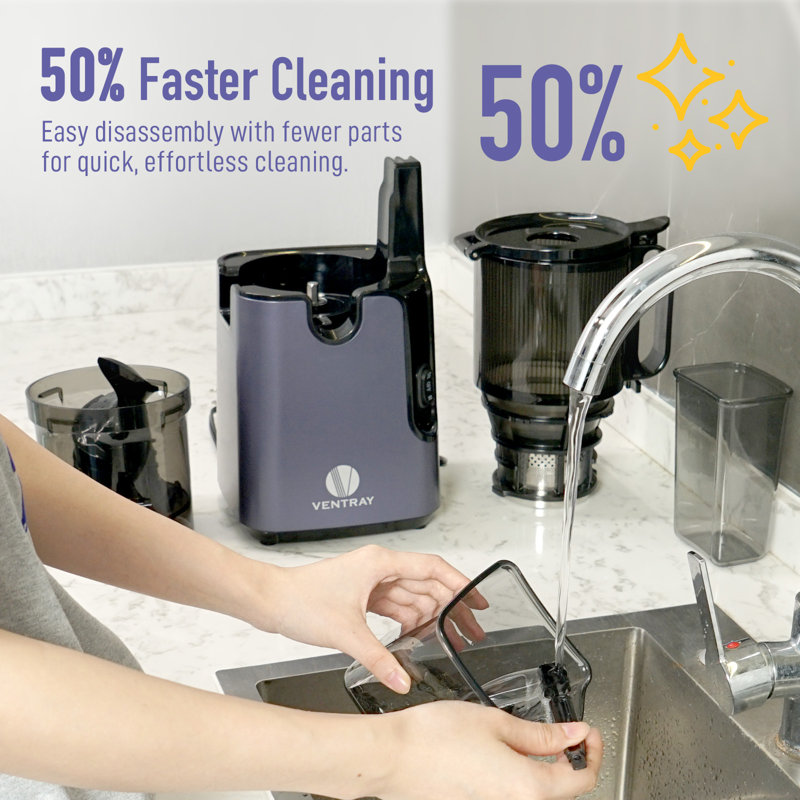 Ventray Purple Electric Masticating Juicer with Large Feed Chute