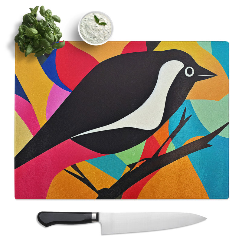 Magpie Bird Abstract Vol.2  Glass Chopping Board